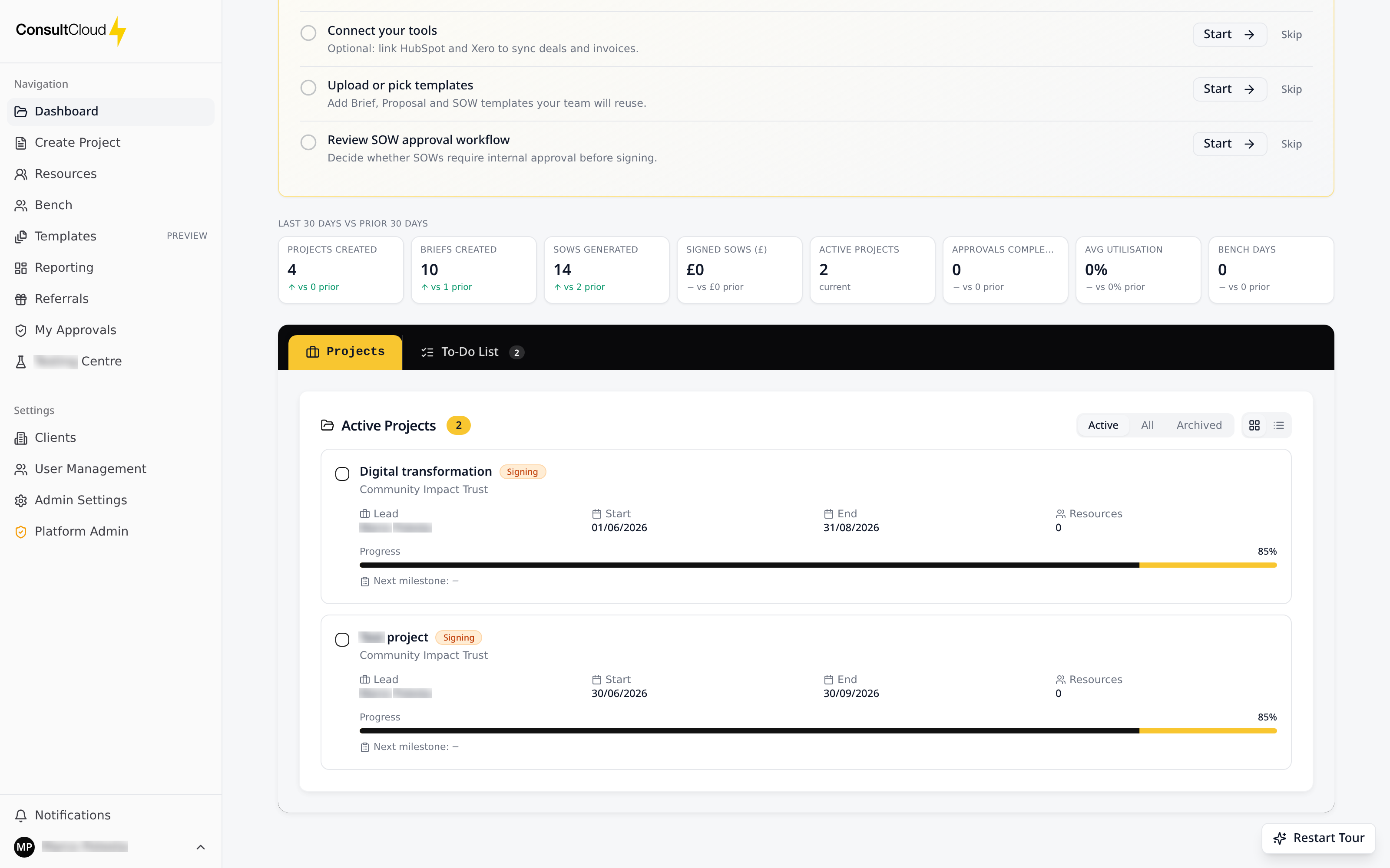 Pipeline, utilisation and margin at a glance. in ConsultCloud